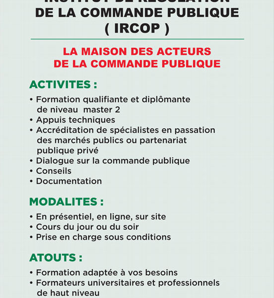 ZOOM SUR L’IRCOP, CENTRE DE FORMATION DE L’ARCOP : La maison des acteurs du système de la commande publique