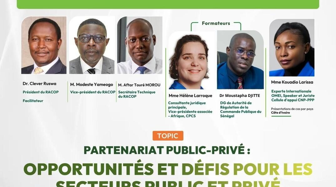 SAVE THE DATE – WEBINAIRE RACOP :Le DG de l’ARCOP plaidera le recours accru aux Partenariats Public-Privé